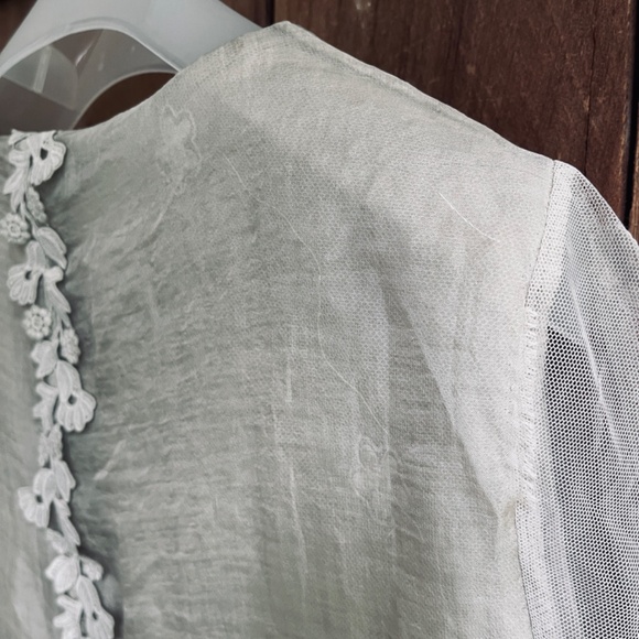 PAPA VANCOUVER SizeM Layered Organza Mesh Fully Embroidered Blouse Tunic Y2K 90s - Picture 12 of 14